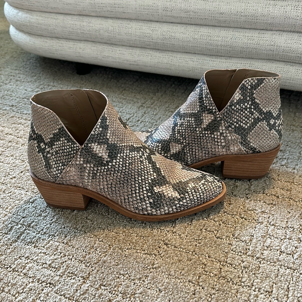 Snake print booties